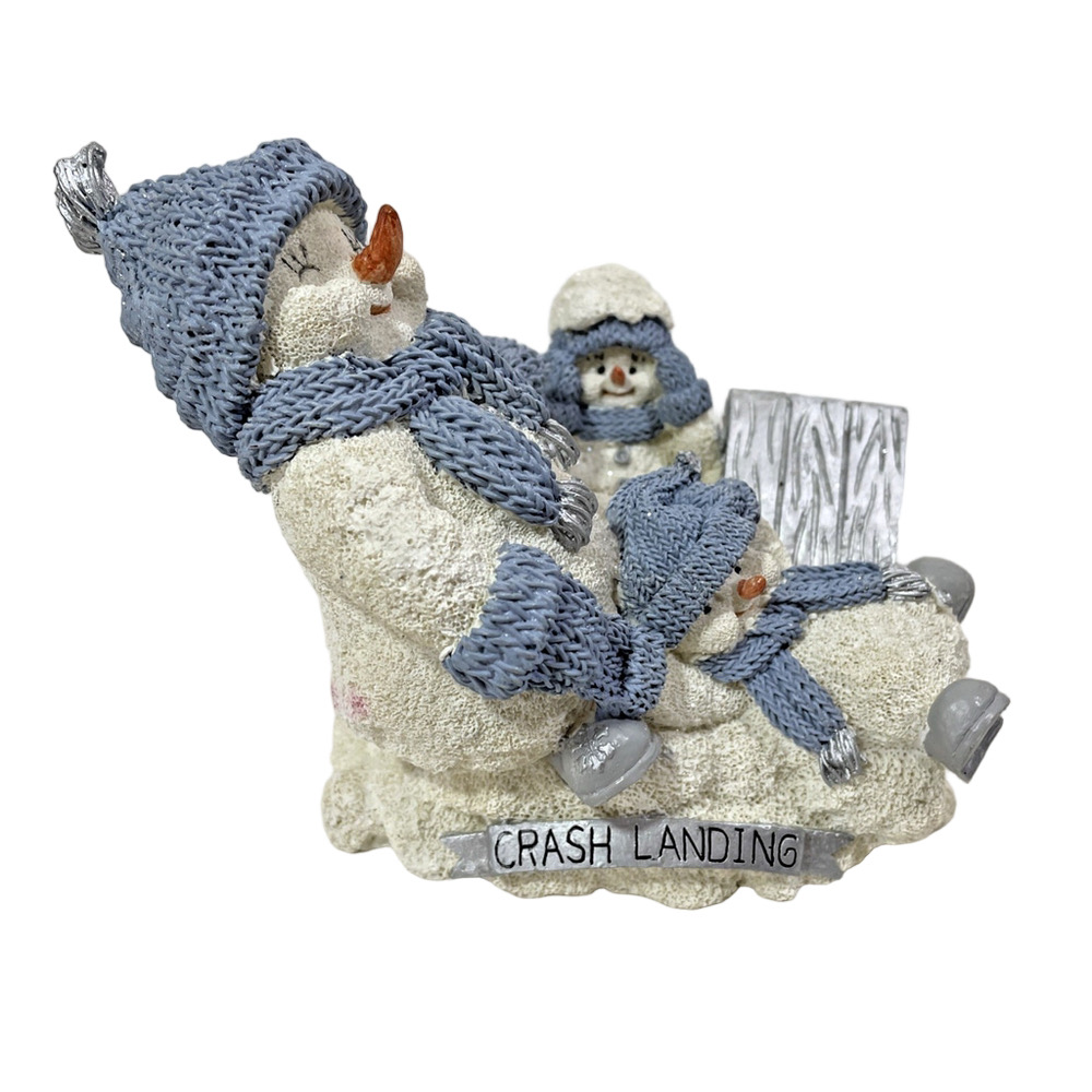 Vintage Snow Buddies Crash Landing Figurine Snowmen Sledding Encore Group 1999